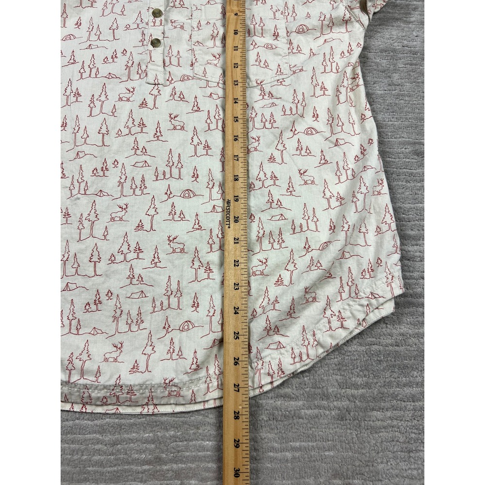 Columbia Shirt Womens XL Cream Red Pine Tree Nature Hemp Cotton Button Up Top - Picture 5 of 12